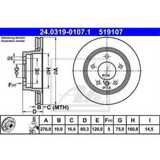 Systèmes de Freinage ATE PowerDisc 24.0319-0107.1 1 Pièce