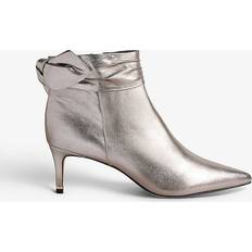 Gunmetal Yona Bow-embellished Heeled Suede-leather Ankle Boots Eur Women