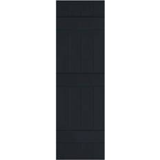 Windows Ekena Millwork 14 Lifetime Vinyl Standard Four Board Joined Board and Batten Pair Black Timber Window Shutter Height 34"