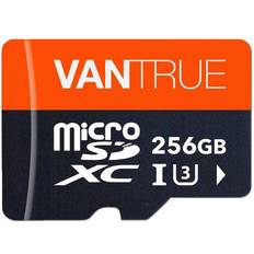 Vantrue Vantrue 256GB MicroSDXC UHS-I U3 V30 Class 10 4K UHD Video High Speed Transfer Monitoring SD Card with Adapter for Dash Cams, Body Cams, Action