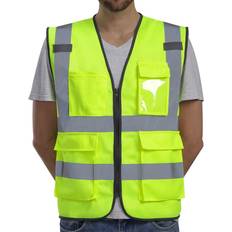 3XL Work Vests Dib Safety Vest Reflective ANSI Class High Visibility Vest with Pockets and Zipper Construction Work Vest Hi Vis Yellow