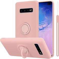 Cadorabo LIQUID PINK Case for Samsung Galaxy S10 PLUS Cover Protection TPU Silicone Gel Back case Fokus Ring Pink