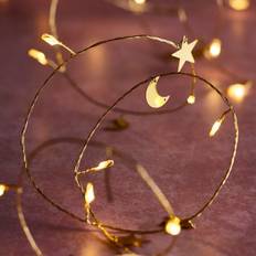 Gold String Lights Lights4fun 20 Moon & Star Micro Fairy String Light