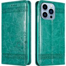 Cadorabo Green Case for Apple iPhone 13 PRO Cover Book Wallet Protection PU Leather Magnetic Etui