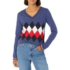 Denim - Women Sweaters Tommy Hilfiger Women's V-Neck Sweater, Denim HTHR