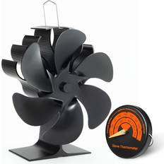 JossaColar Wood Stove Fan Heat Powered Stove Fan, Fireplace Fan Stove Fan Non Electric, Thermal Fan Eco Fans for Wood Burning Stove/Pellet/Log Burner, w/Wood Stove Accessories Thermometer