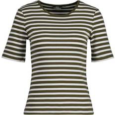 Gant Slim Striped Ribbed T-Shirt Dam, M, DARK CACTUS