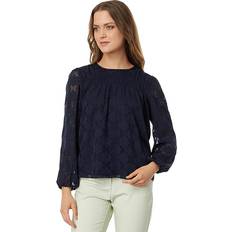 Tommy Hilfiger Black Blouses Tommy Hilfiger Women's Smocked Embroidered Top Sky Captain Sky Captain