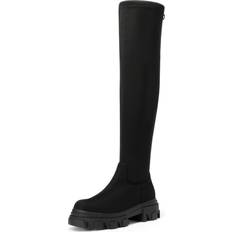 High Boots Dream Pairs Women Over The Knee Patform Thigh High Boots Long Stretch Soft Chunky Lug Sole Fall Boots SDOB222W BLACK/SUEDE