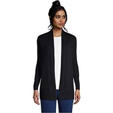 Lands' End L Cardigans Lands' End Womens Cotton Long Sleeve Open Cardigan Sweater Black Regular