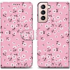 Accessoires de téléphones portables Cadorabo Flower Rain No. 6 Case for Samsung Galaxy S22 PLUS Protective Cover with magnetic closure, stand function and card slot Pink