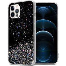 Cadorabo Black with Glitter Case for Apple iPhone 12 PRO MAX Cover Protection TPU Silicone Gel Back case with sparkling glitter