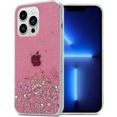 Cadorabo TPU Cover funkelnder Glitter iPhone 13 Pro Smartphone Hülle, Rosa