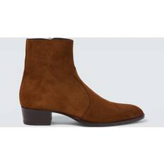 Saint Laurent Wyatt suede ankle boots brown