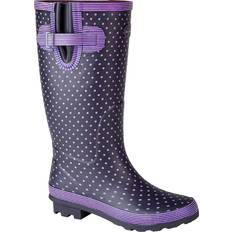 StormWells Stormwells Womens/Ladies Polka Dot Wellington Boots 6 UK Mauve Polka Dot/Navy