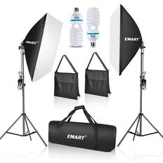 Emart EMART Softbox Lighting Kit with Sandbag, 20"x28" Soft Box Lights Photography Accessories with 2x105W E27 5500K Bulbs Professional Camera Light Kit for Studio Video Recording, Filming, Podcast