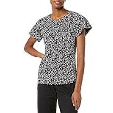 Women's Classic-Fit Cape Sleeve Open Crewneck T-Shirt - Black/White