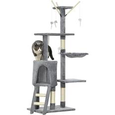 Pets Pawhut Cat Tree Kitty Activity Centre Condo Scratching Post with Toys 131cm