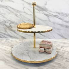 Premier Borel Gold Foil Marble 2 Tier Stand