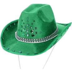 Unisex - Vilde vesten Hovedbeklædninger Smiffys Cowboy Hat Grøn Med Rhinestone