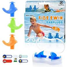 [3 Pairs] Swimming Ear Plugs, Hearprotek Waterproof Reusable Ear Plugs with Cords for Swimming Showering Pool and Other Water Sports Suitable for