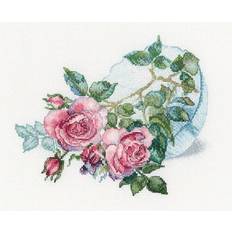 Bomull Handarbetskits RTO Broderikit Roser I Vas 19,5 x 16 cm