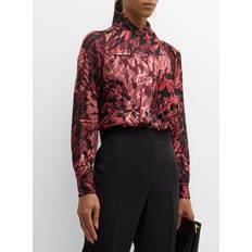 Polyamide Blouses Elie Tahari The Lyla Abstract-Print Turtleneck Blouse