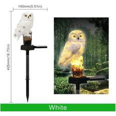 PVC Garden Ornaments Geni-Store White Solar Owl Garden Light Outdoor LED Lawn Christmas