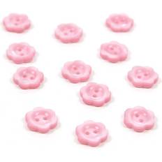 Hemline Pink Basic Flower Button 12 Pack