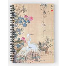 Natural Notepads Famgem Spiral Notebook Egrets, Peonies, and Willows Restored Japanese Artwork A5