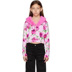 Florals Cardigans Children's Clothing Blumarine Miss Blumarine Kids Pink Floral Cardigan Pink Q9829 10Y