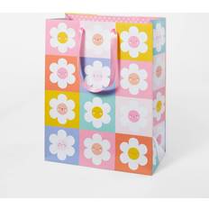 Gift Bags Spritz Daisy Checkers Medium Birthday Gift Bag