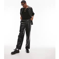 L34 - Unisex Trousers Topman wide leg faux leather trousers in blackW32 L32