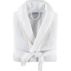 Unisex Robes Authentic Hotel and Spa Unisex Turkish Cotton Waffle Weave Terry Bath Robe White/Gold