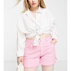 Denim Shorts - Pink Simply Be frayed hem denim shorts in candy pink28