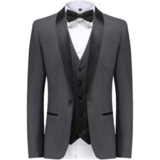 3XL - Slim Suits Braveman Men's Slim Fit Shawl Lapel Tuxedo 3-Piece - Charcoal