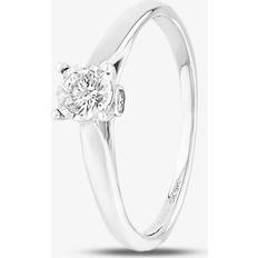 Solitaire Rings 9ct White Gold 0.25ct Diamond Bridge Accent Solitaire Ring THR15625-25 Silver