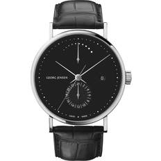 Georg Jensen KOPPEL GMT GANGRESERVE 41mm, automatisk mekanisk, Sort alligatorskind Rustfrit