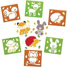 Brown DIY Baker Ross Baker Ross AW896 Woodland Animal Stencils, Arts and Crafts for Kids Pack of 6 Brown & Green