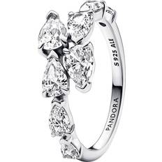 Argent Bagues Pandora Sparkling Overlapping Band Ring - Silver/Transparent