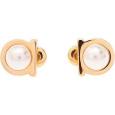 Ferragamo Gold Gancini Pearl Earrings 001 CREAM OROGIO UNI