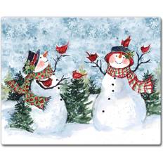 Kitchen Accessories CounterArt Watercolor Snowman Heat Tempered Chopping Board