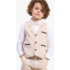 Angel & Rocket Angel & Rocket Boys Clayton Linen Stripe Waistcoat Stone 10Y