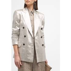 Plata Blazers Brunello Cucinelli Chaqueta De Gabardina De Lino