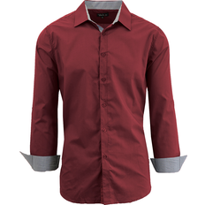 Private Label Men's Solid Color Slim-Fit Long-Sleeved Dress Shirt Maroon