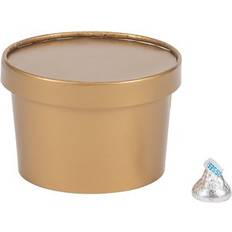 Party Supplies Gold Round Favor Box W/Lid Party Supplies 12 Pieces