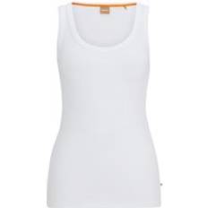 Stretch - Women Vests BOSS Stretch-cotton slim-fit vest with ribbed structure White