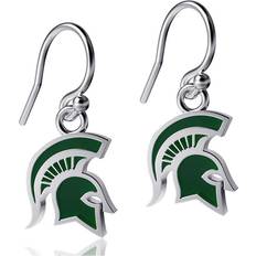 Dayna Designs Women's Michigan State Spartans Silver Enamel Dangle Earrings