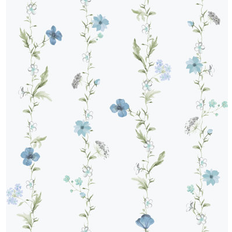 Wallpapers Galerie Galerie Wallcoverings Spring Blossom Vertical Floral Garden Non-woven Matte Wallpaper Roll Blue