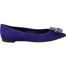 Purple Low Shoes Dolce & Gabbana Purple Suede Crystals Loafers Flats Shoes EU35.5/US5